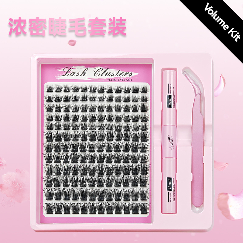 12 filas 120 racimos 【Volume Kit】pestañas voluminosas+herramientas