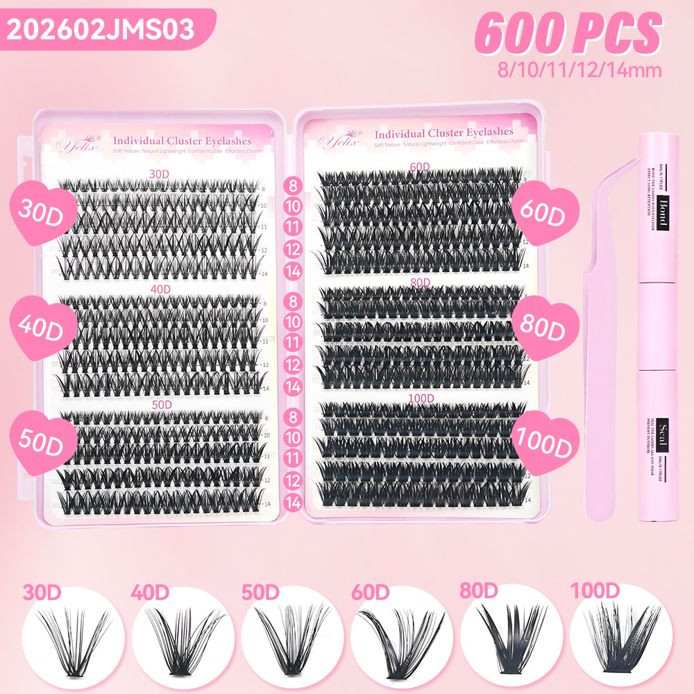 30 rows, 600 clusters, eyelash book 30D40D50D60D80D100D + 2 tools