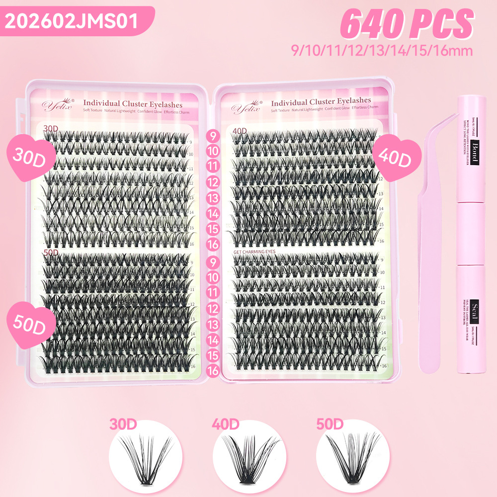 32 rows, 640 clusters, eyelash book 30D40D50D + 2 tools
