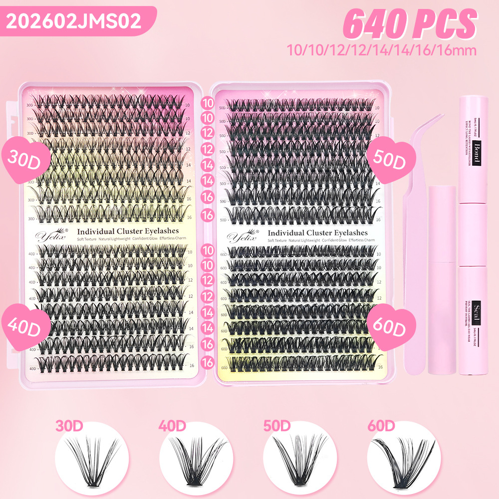 Libro de pestañas de 32 filas y 640 racimos 30D40D50D60D+3 herramientas